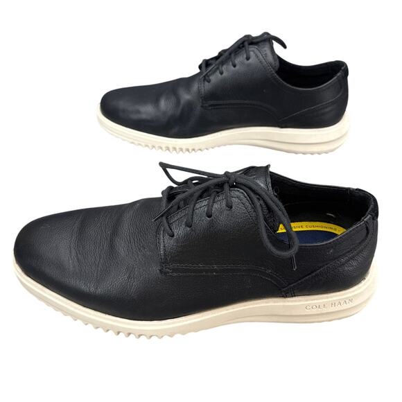 Cole Haan Grand Black Leather Lace Up Oxford Sneaker Shoe Men 10.5 - Picture 3 of 8